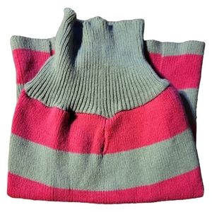 Lady Lassie Dog Turtle Neck Pink Gray Striped Sweater Sz L